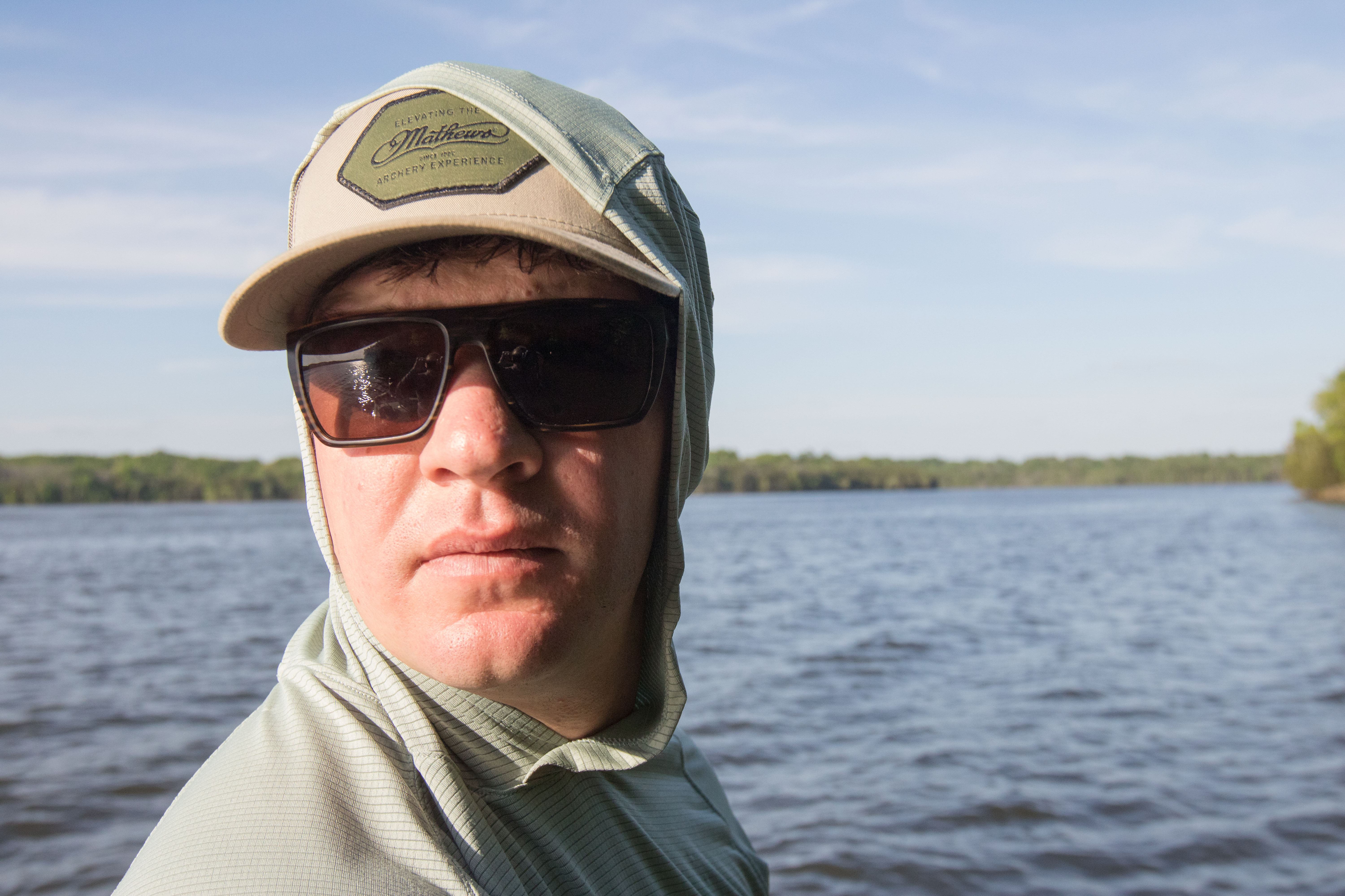 Sunglasses on an anglers face