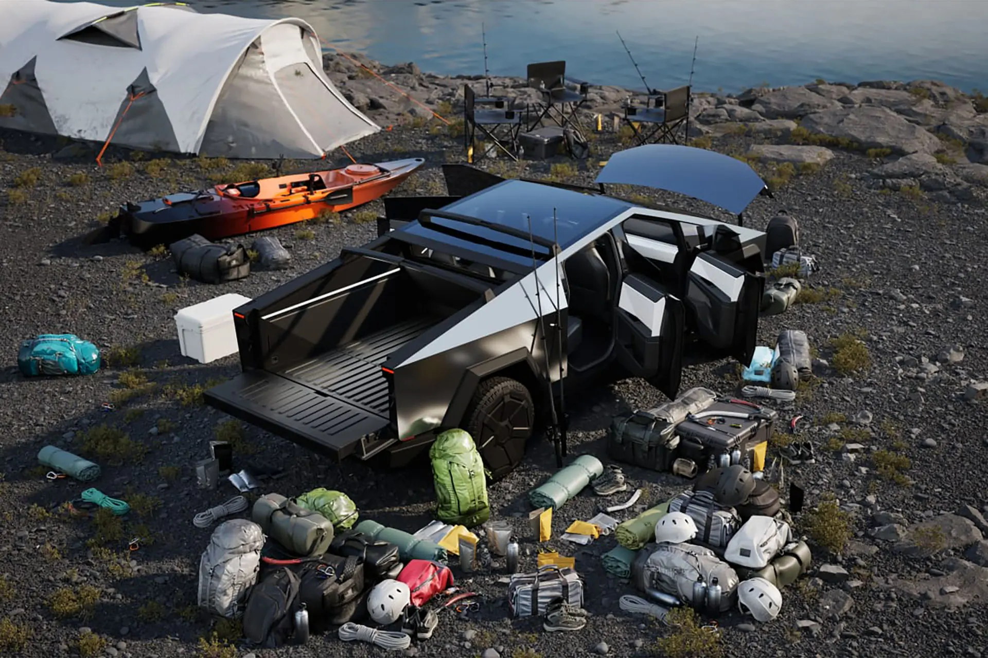 Tesla Cybertruck Camping