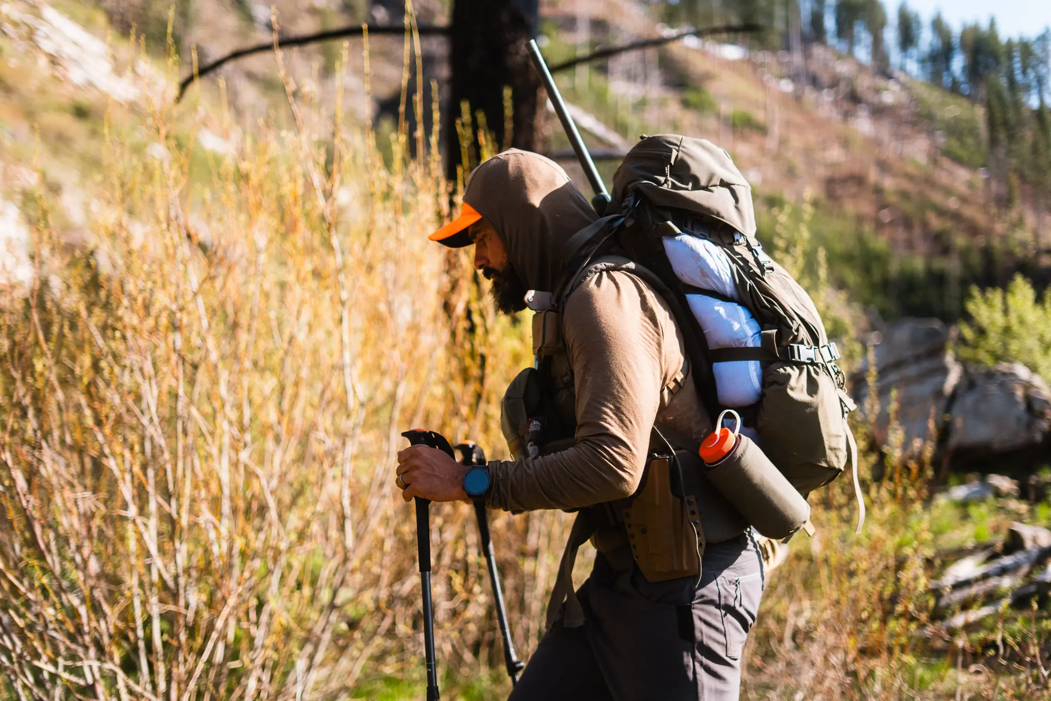 Garmin Tactix 8 Smartwatch used during a steep, sunlit hike