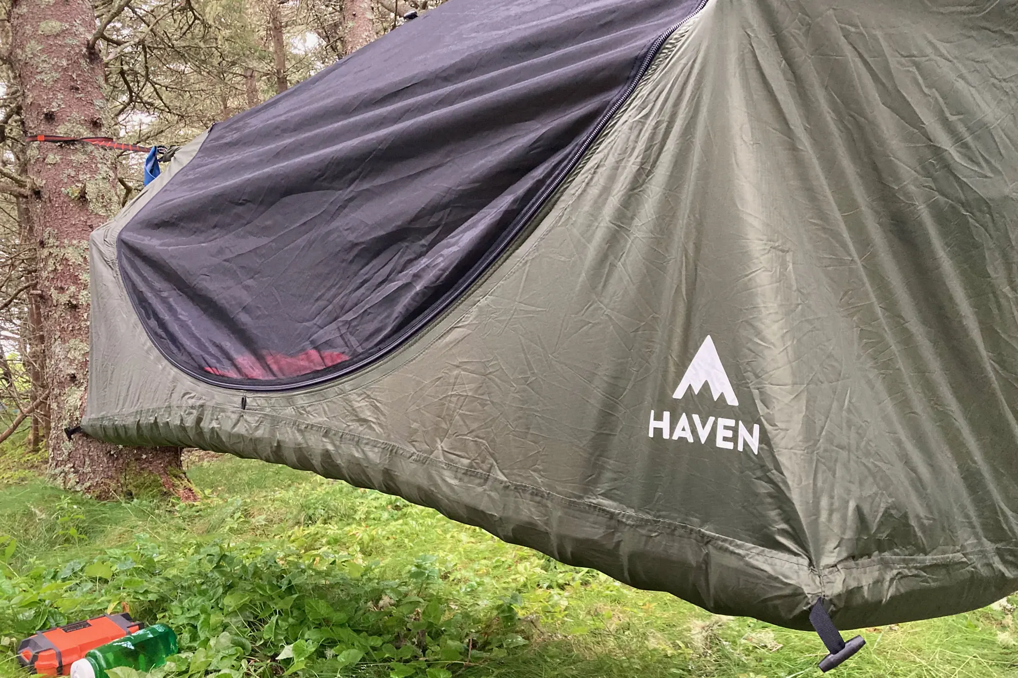 setting up the Haven XL Hammock Tent