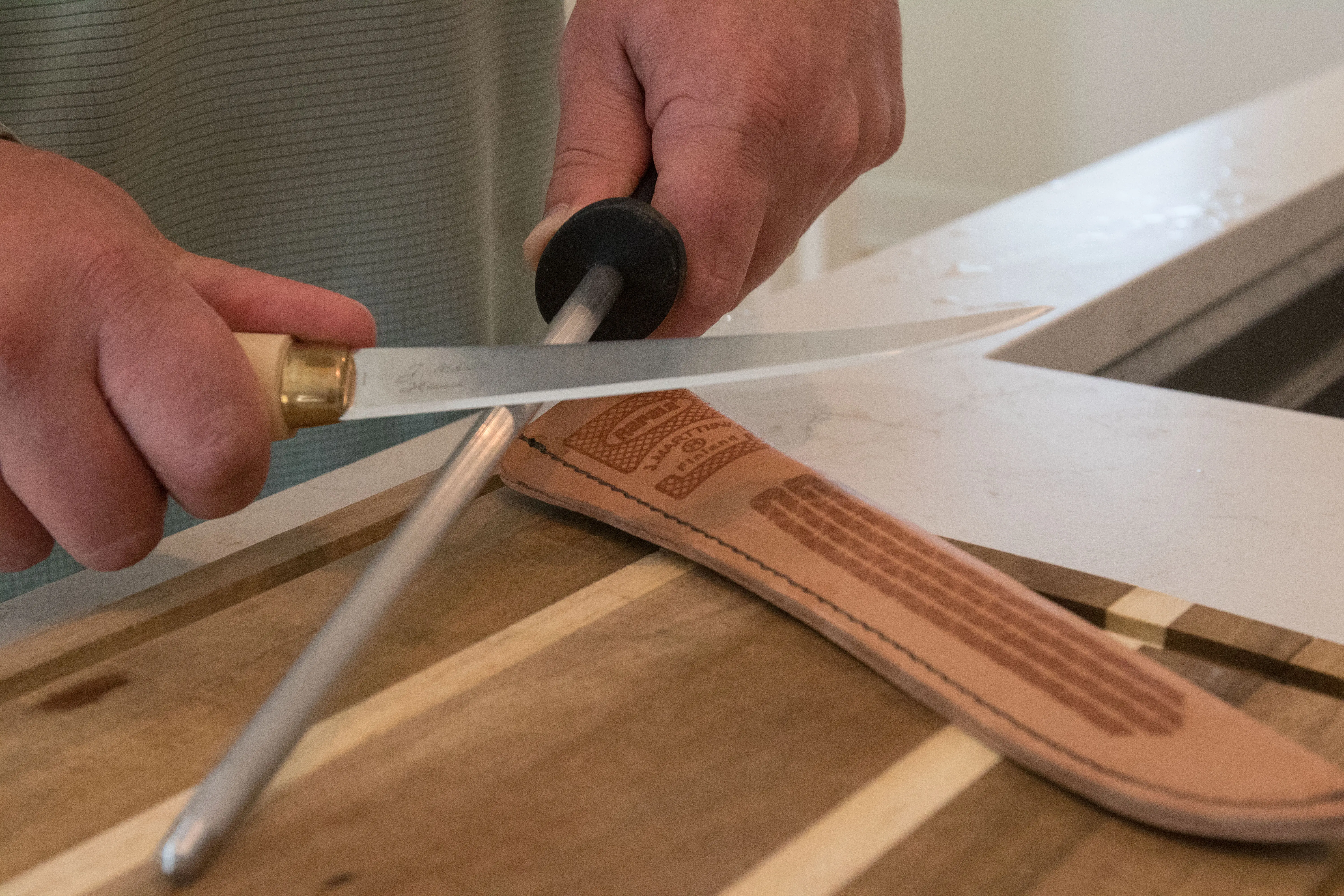 A knife being sharpened