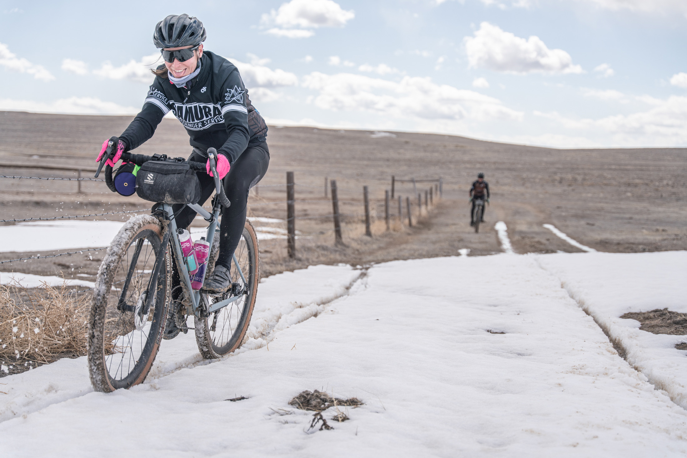gravel riding on reeb the sams pants bike in snow