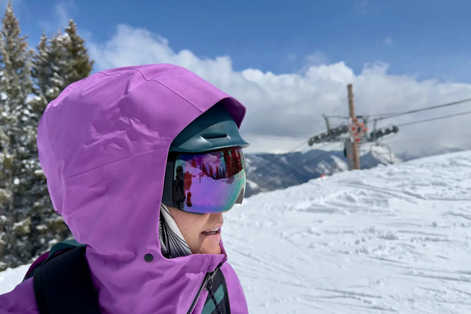 Close-up of the Mountain Hardwear Boundary Ridge Jacket's helmet-compatible hood