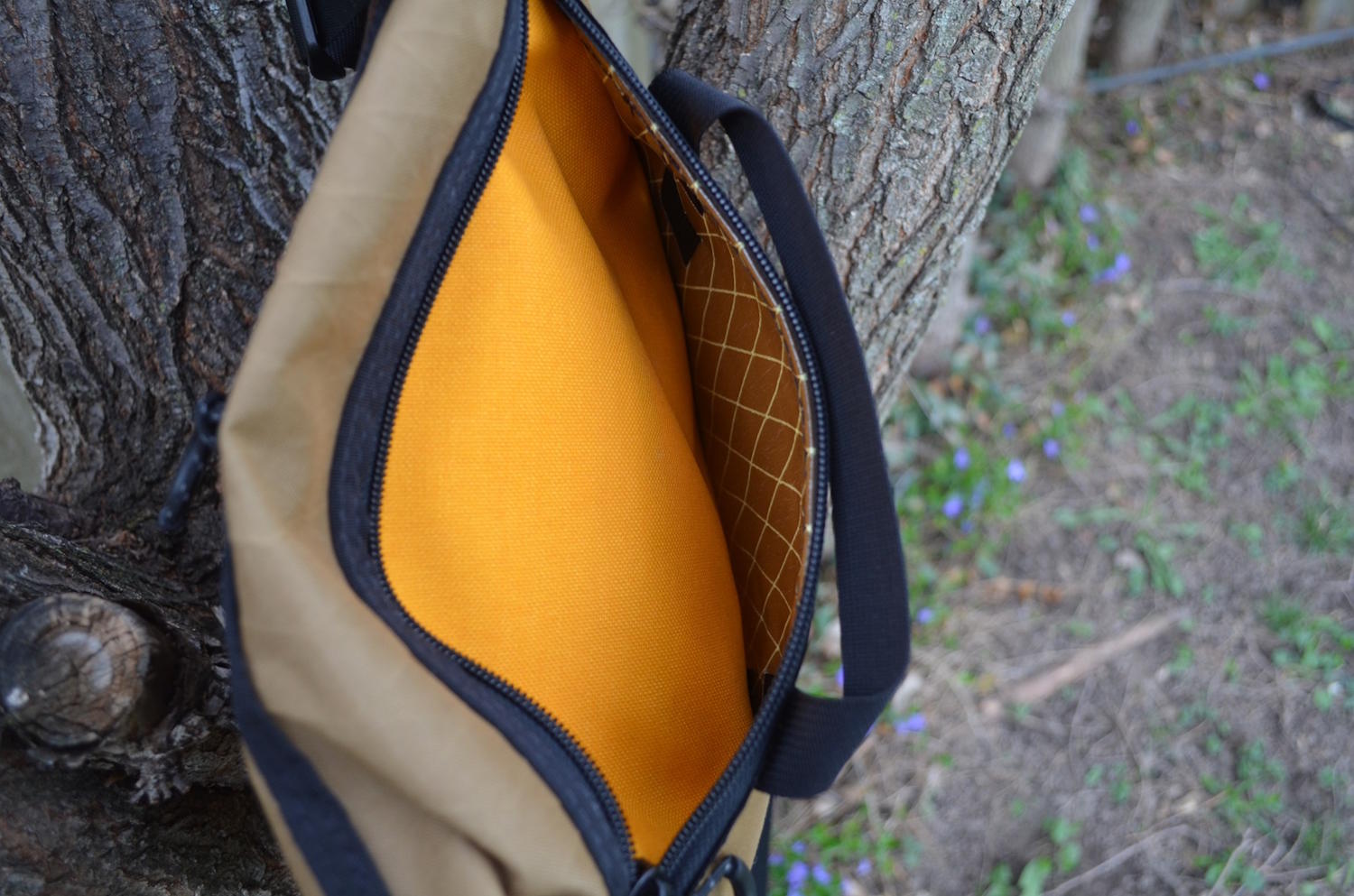 Open back pocket of the Transit Bag.