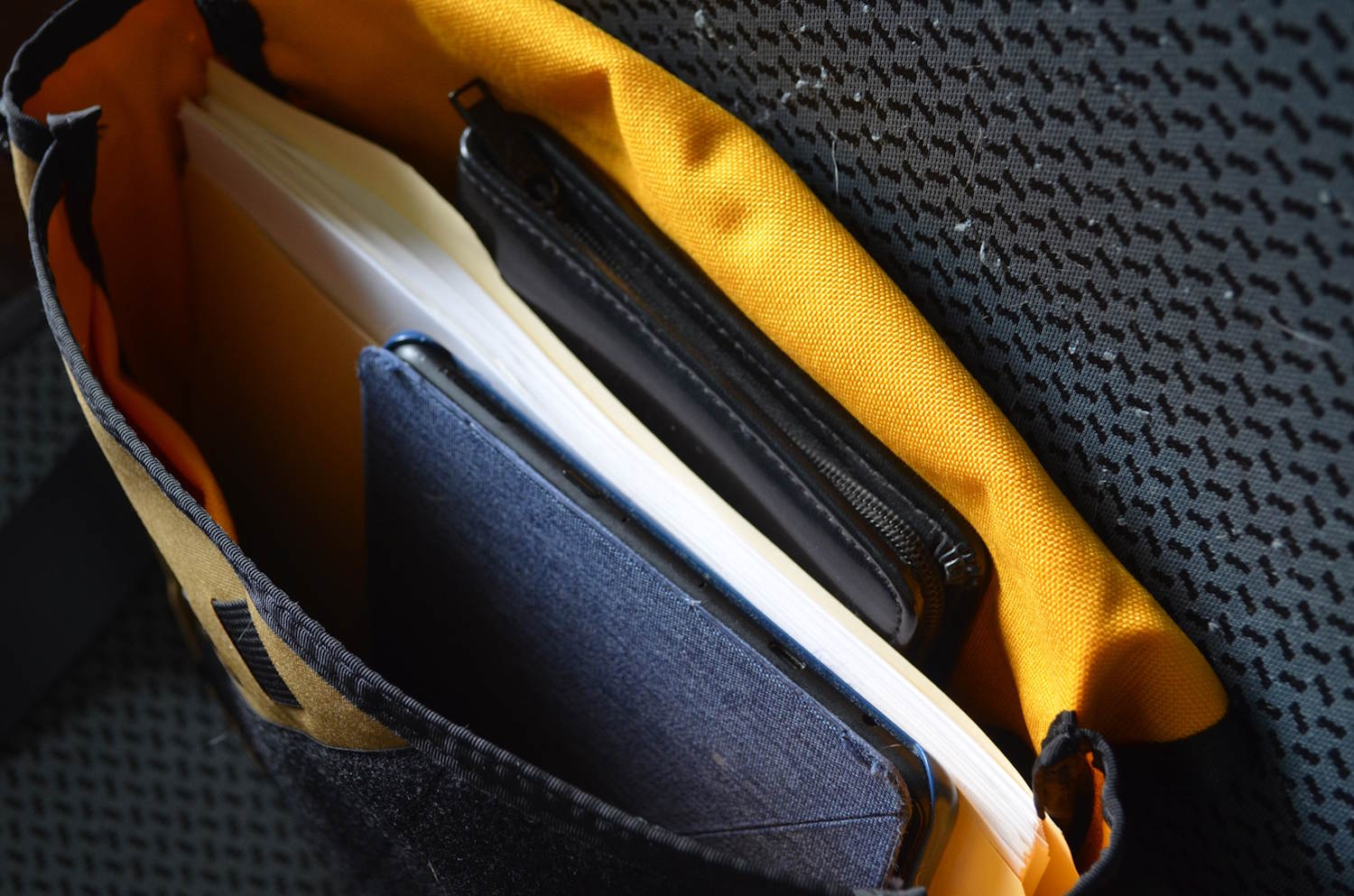 The Transit Bag loaded with office supplies.