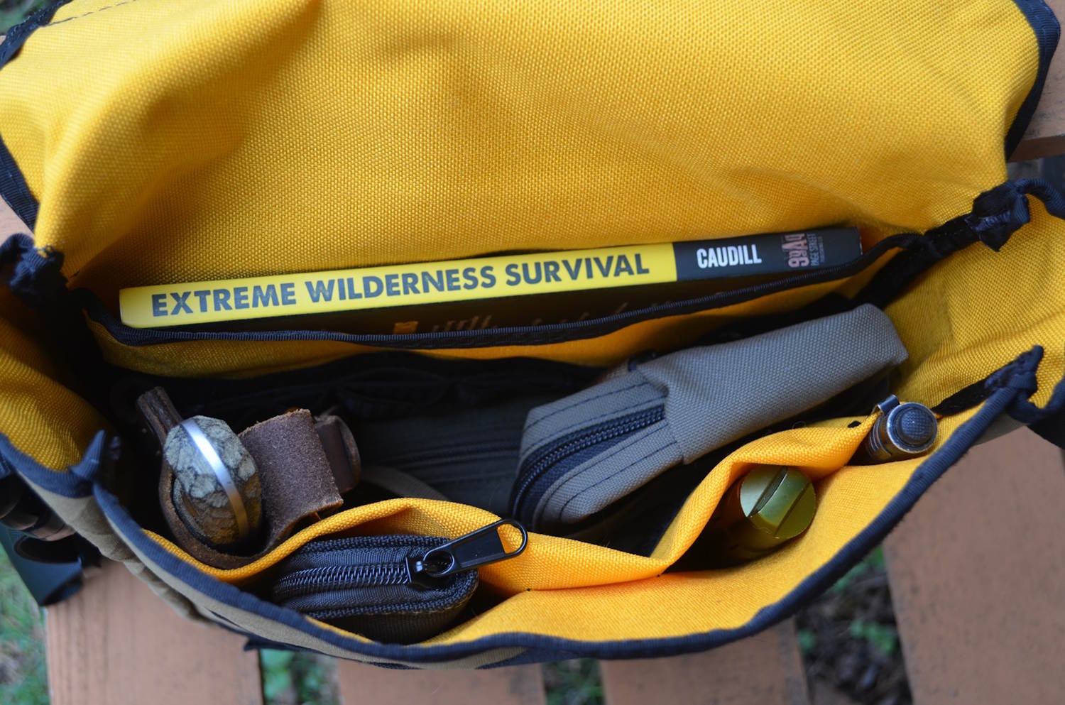 The Transit Bag loaded with outdoor gear.