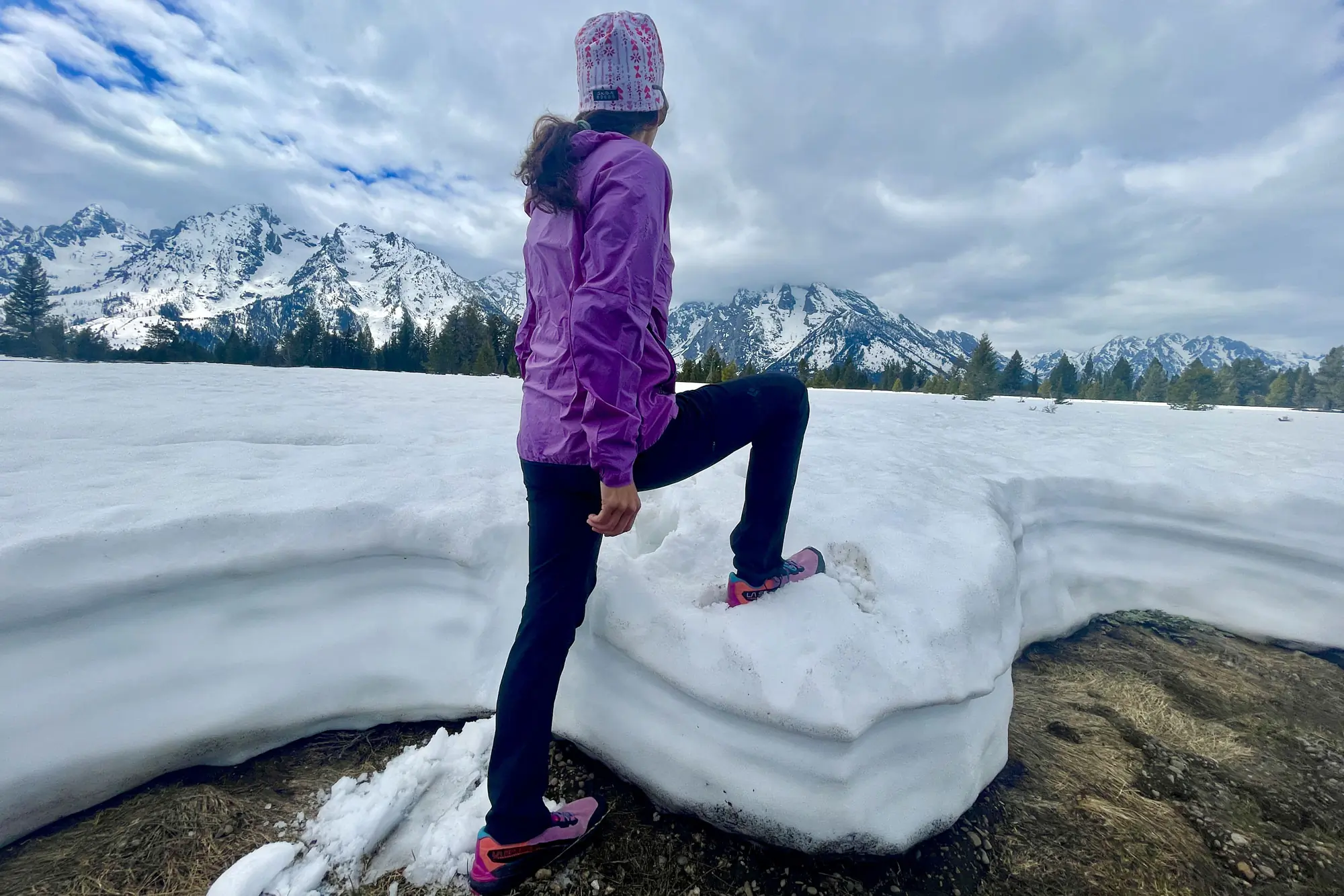 wearing Black Diamond Alpine Light Pants