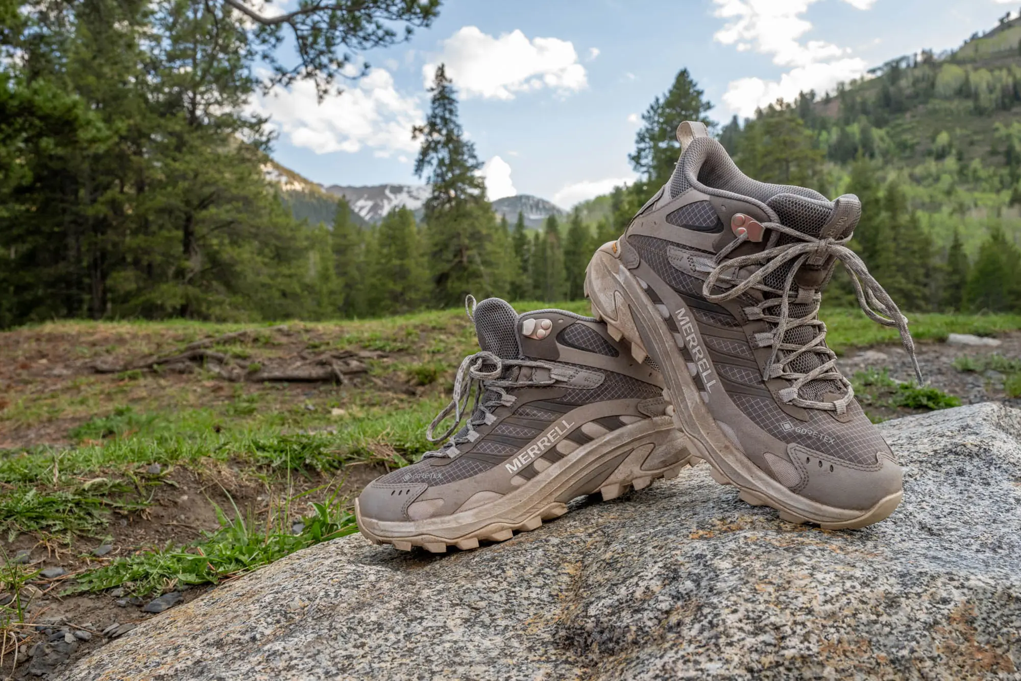 Merrell Moab Speed 2 Mid GTX on a rock