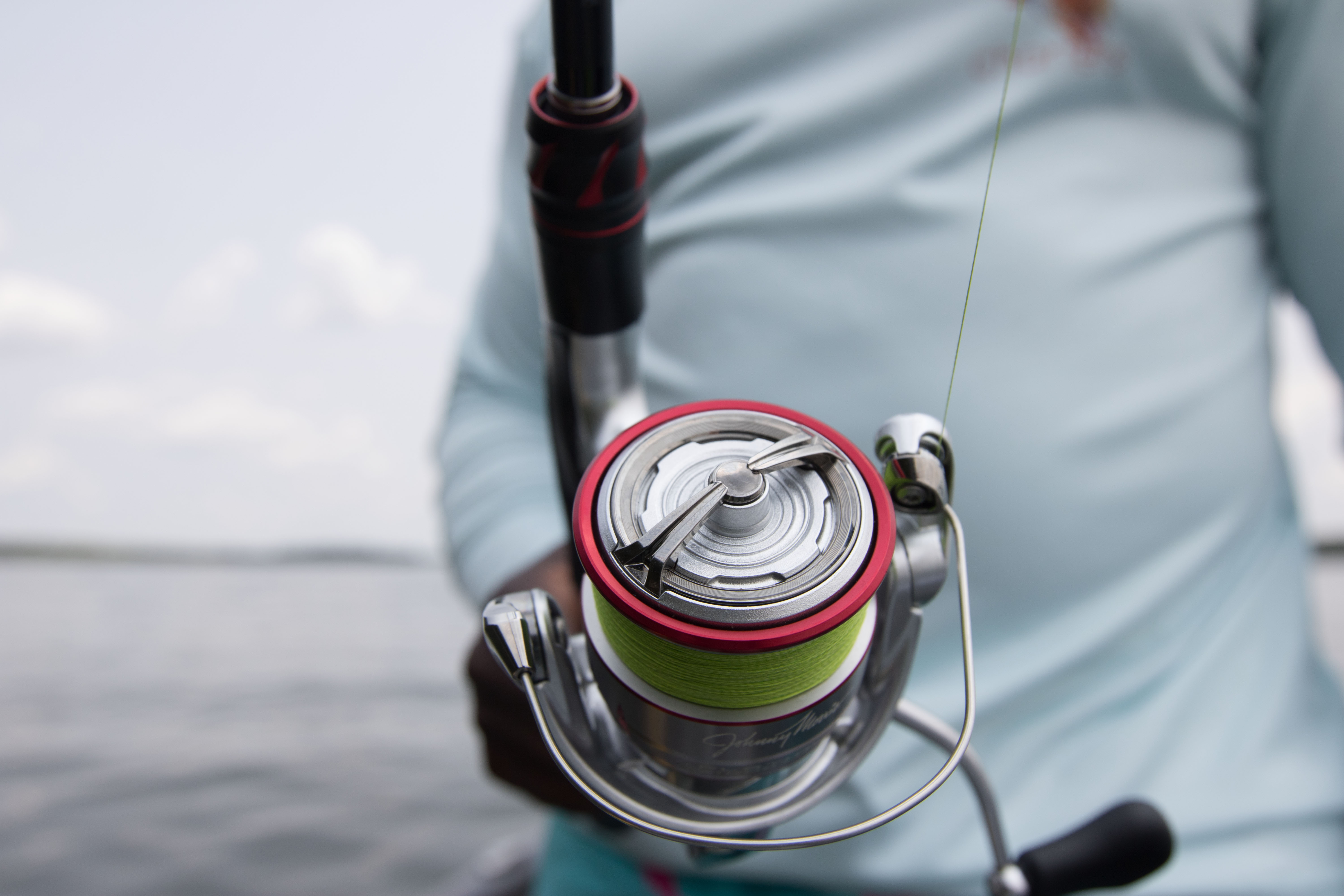 The drag knob on the Johnny Morris Platinum Signature Spinning Reel