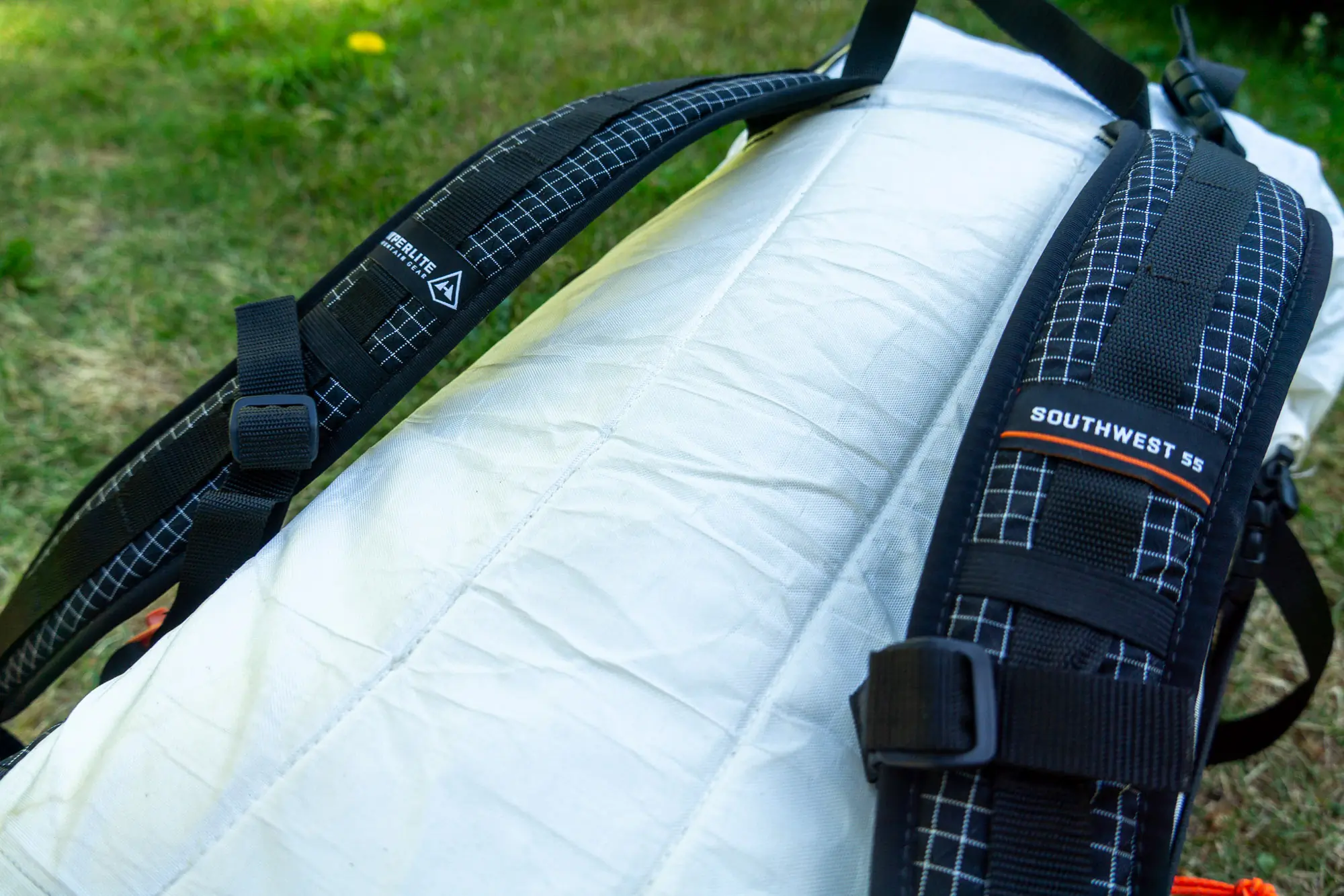 a close image of the back of the hmg southwest pack, showing the updated shoulder straps and back panel