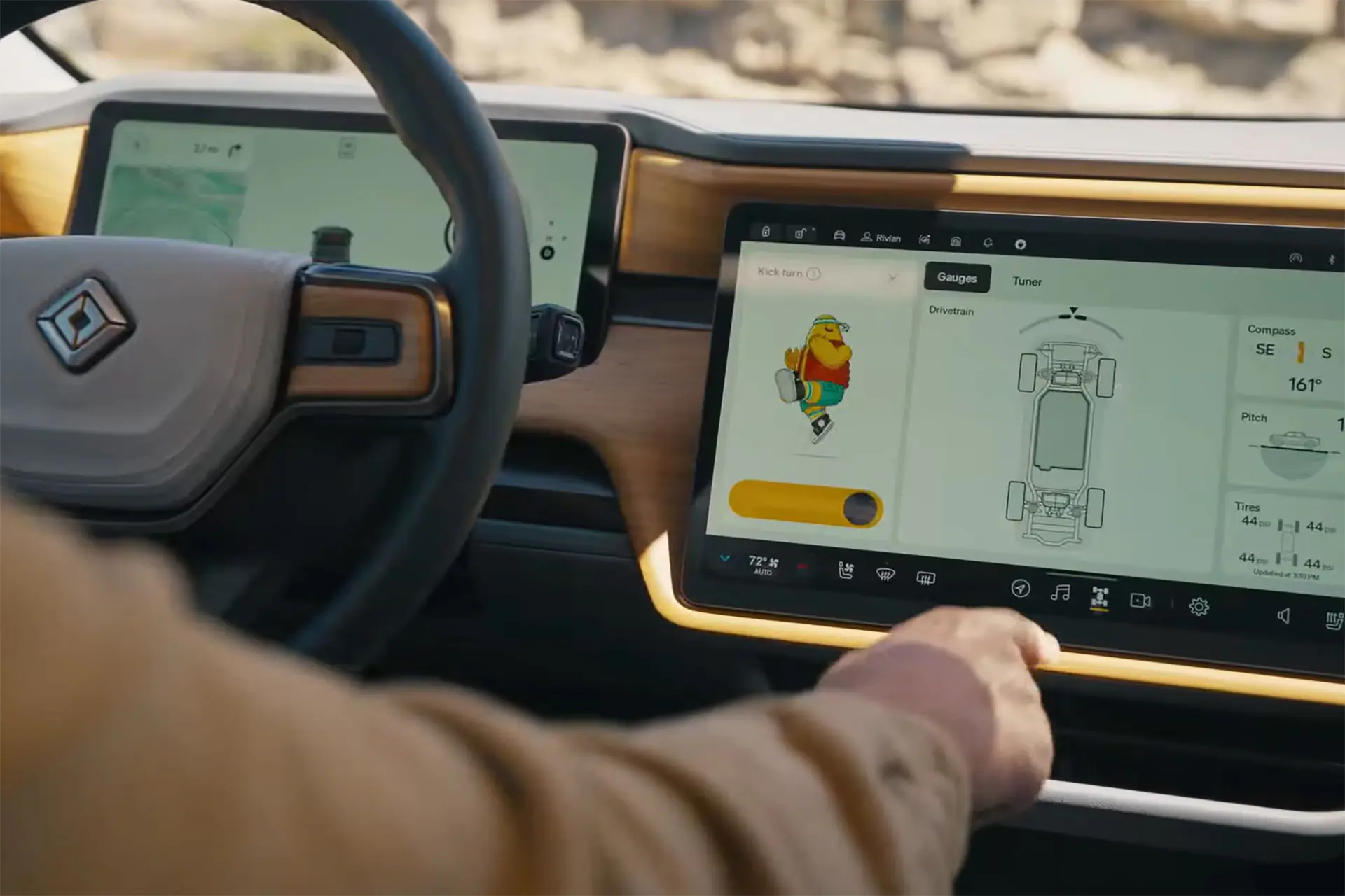 Rivian R1 Quad Kick Turn