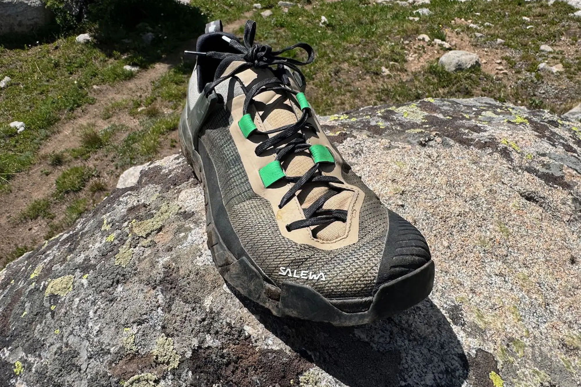 Salewa’s new Wildfire NXT on a rock