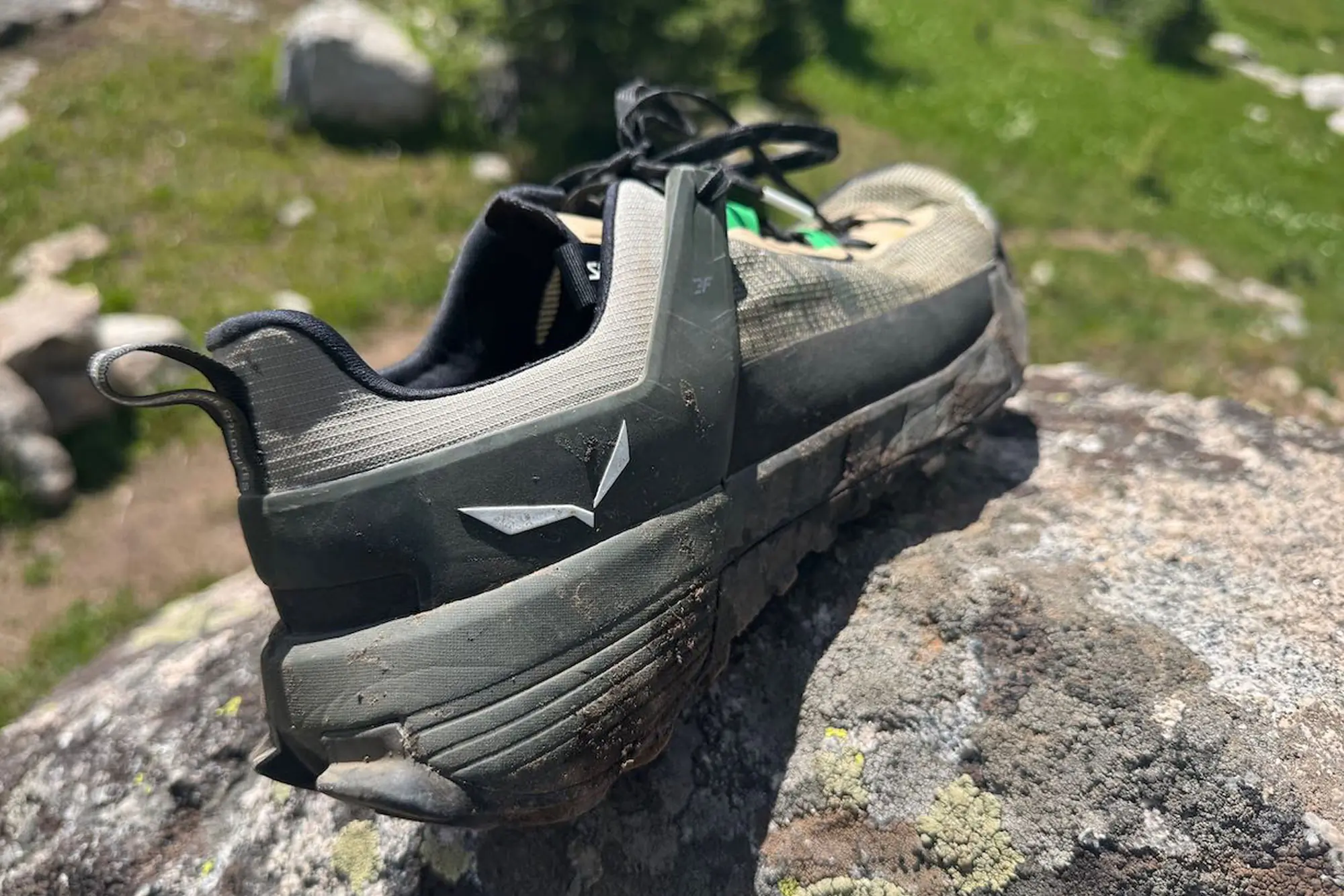 Salewa Wildfire NXT shoes on a rock
