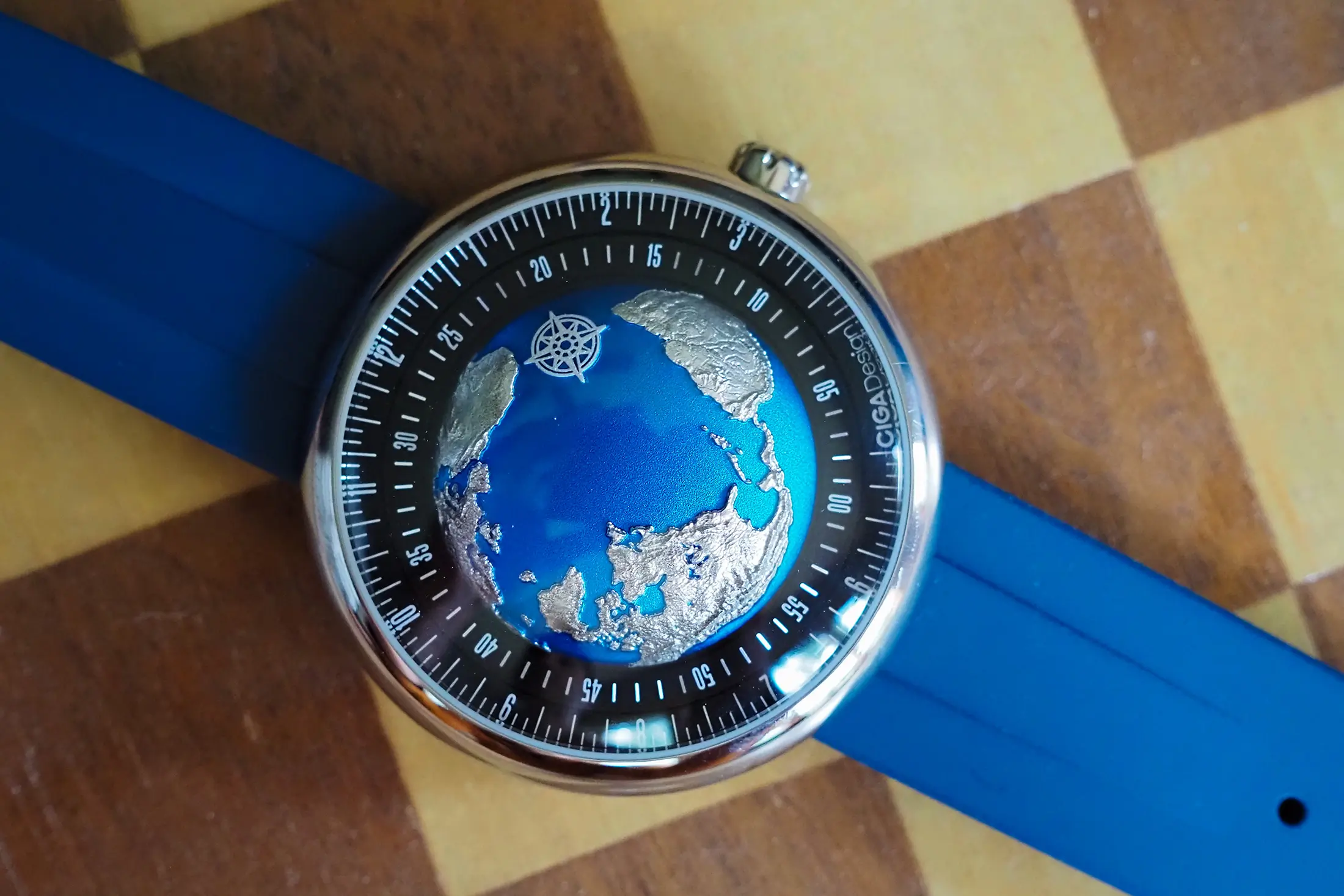 ciga blue planet atlantic watch on chess board