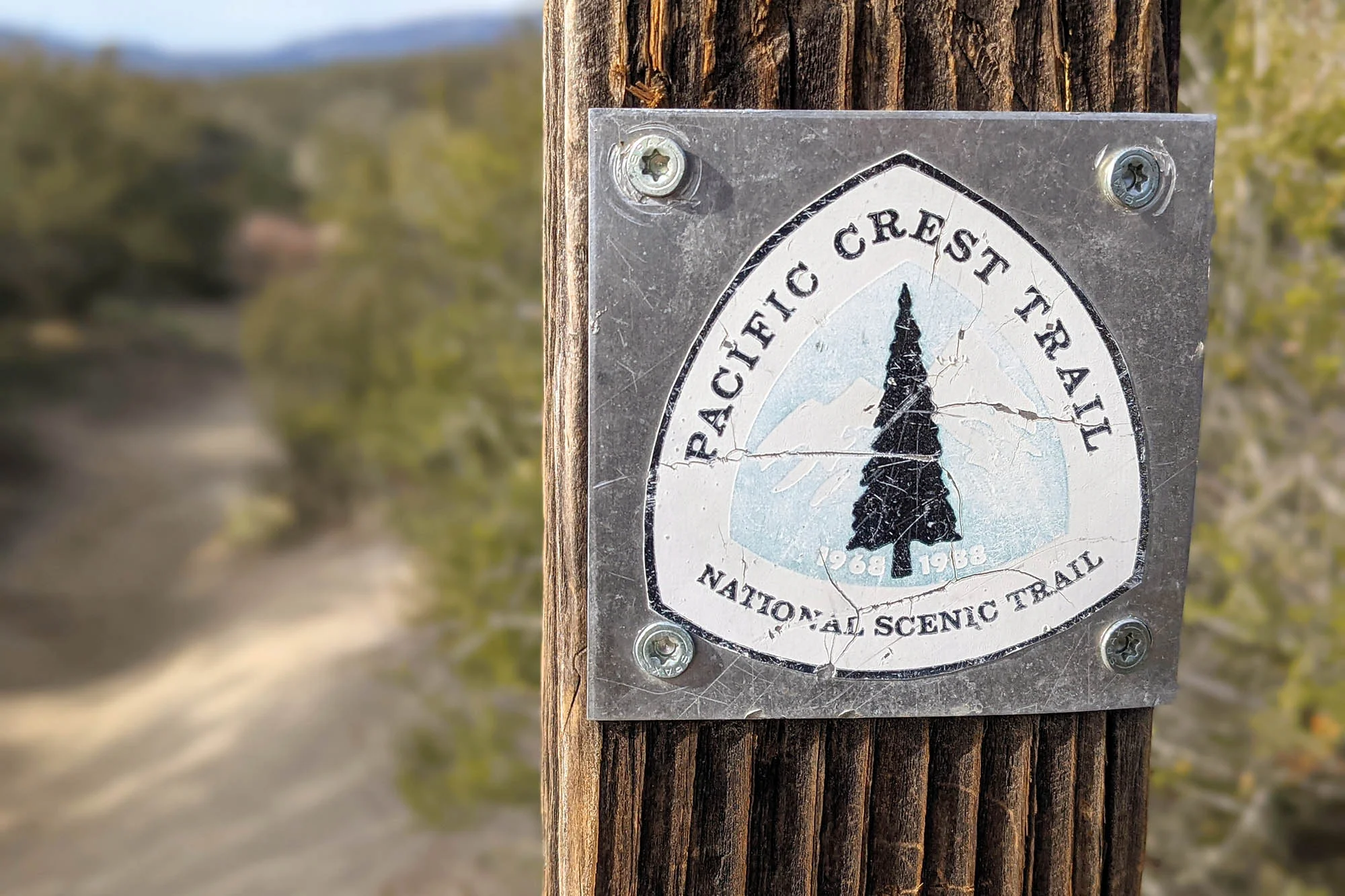 Warner Springs, California - February 14, 2021: Pacific Crest Trail sign near Eagle Rock