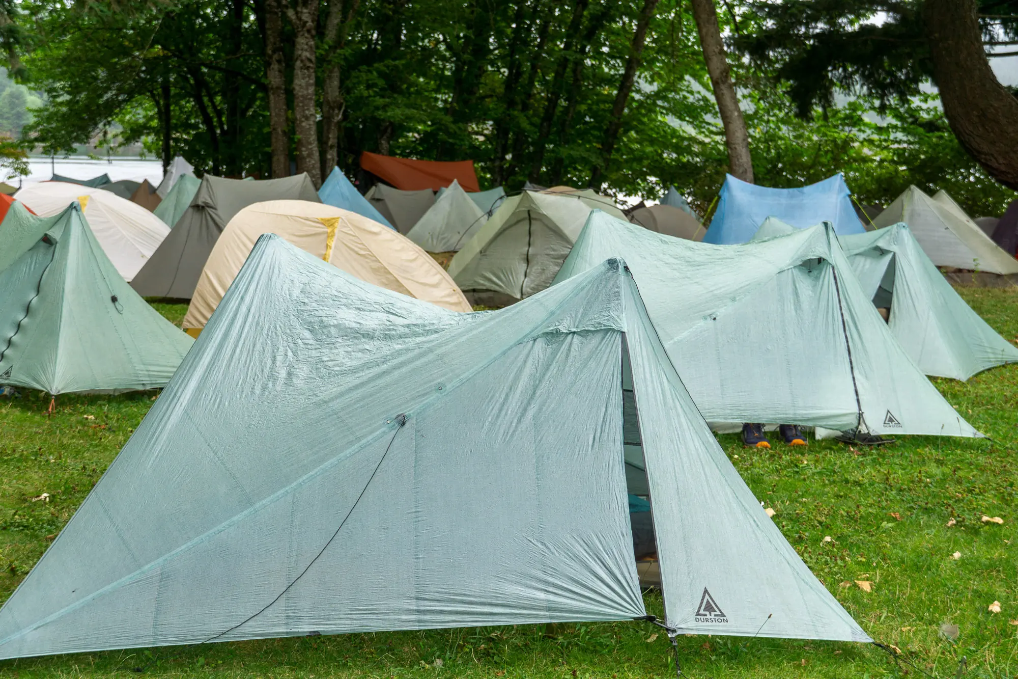 a scene at pct days 2025 with many tents, including numerous durston x-mids