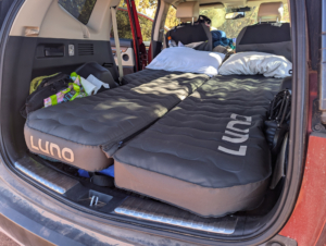the luno air pro pad in the back of the author's car