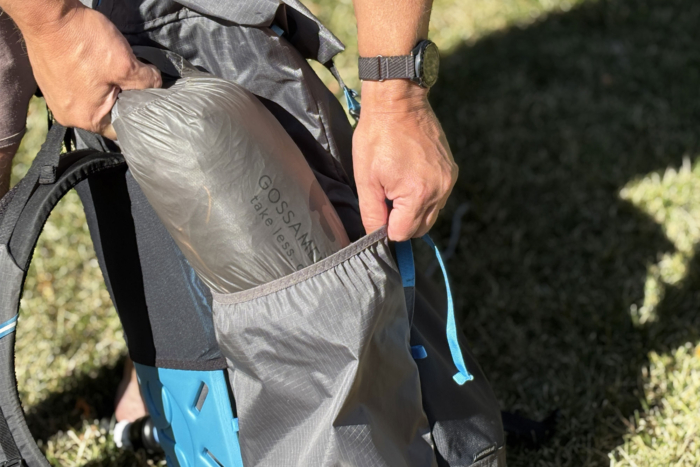 zipping up the Mariposa backpack