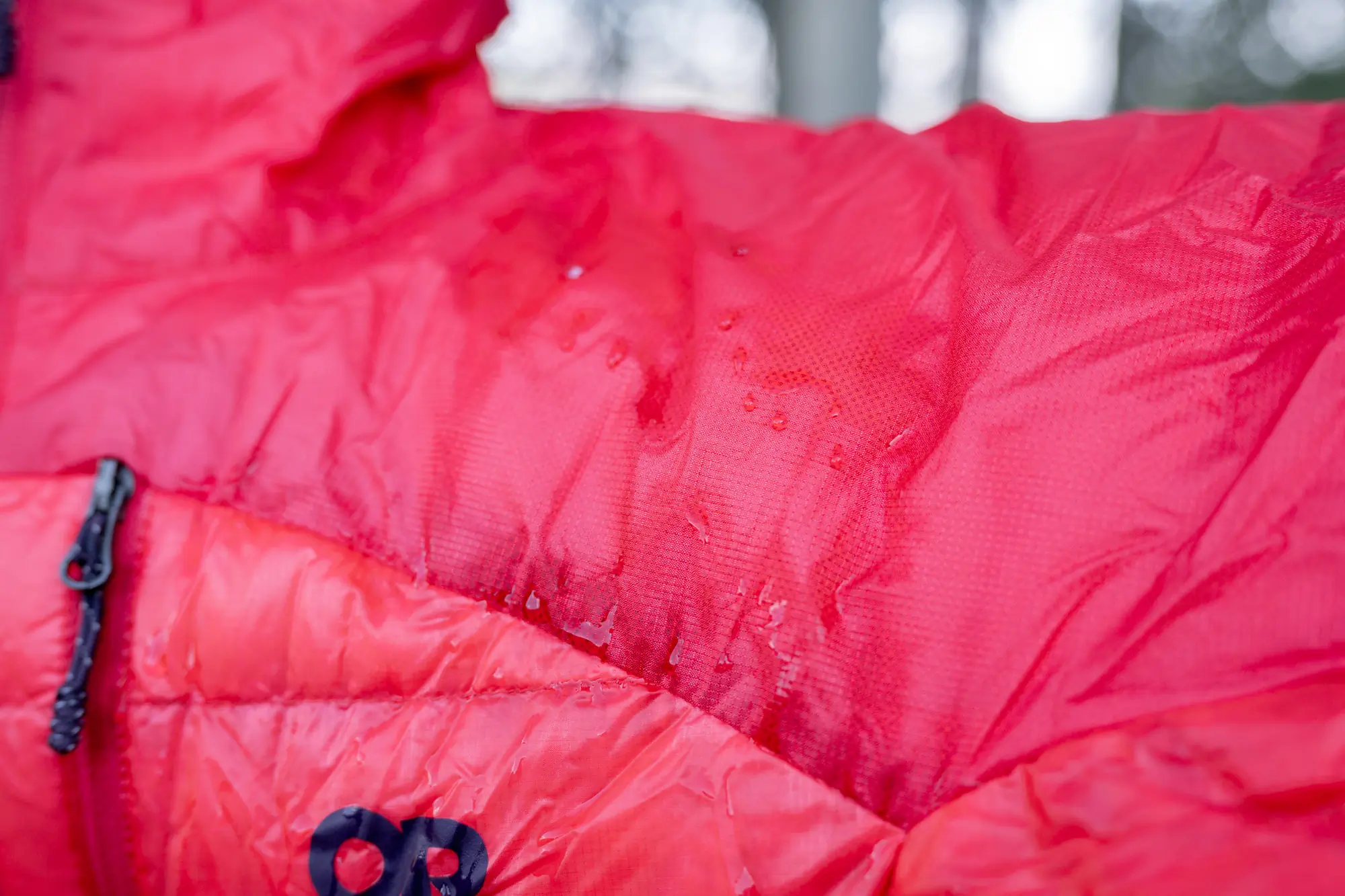 Outdoor Research Helium Down Hoodie closeup