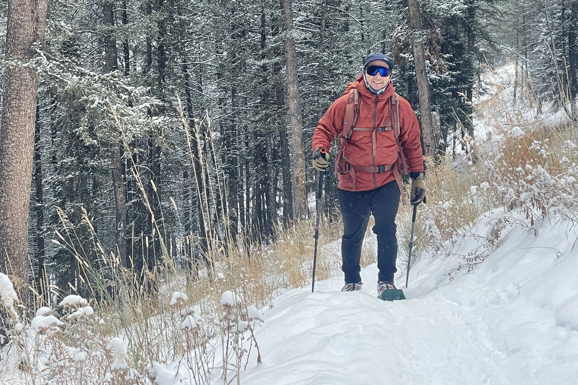 skiing in Outdoor Research SuperStrand LT