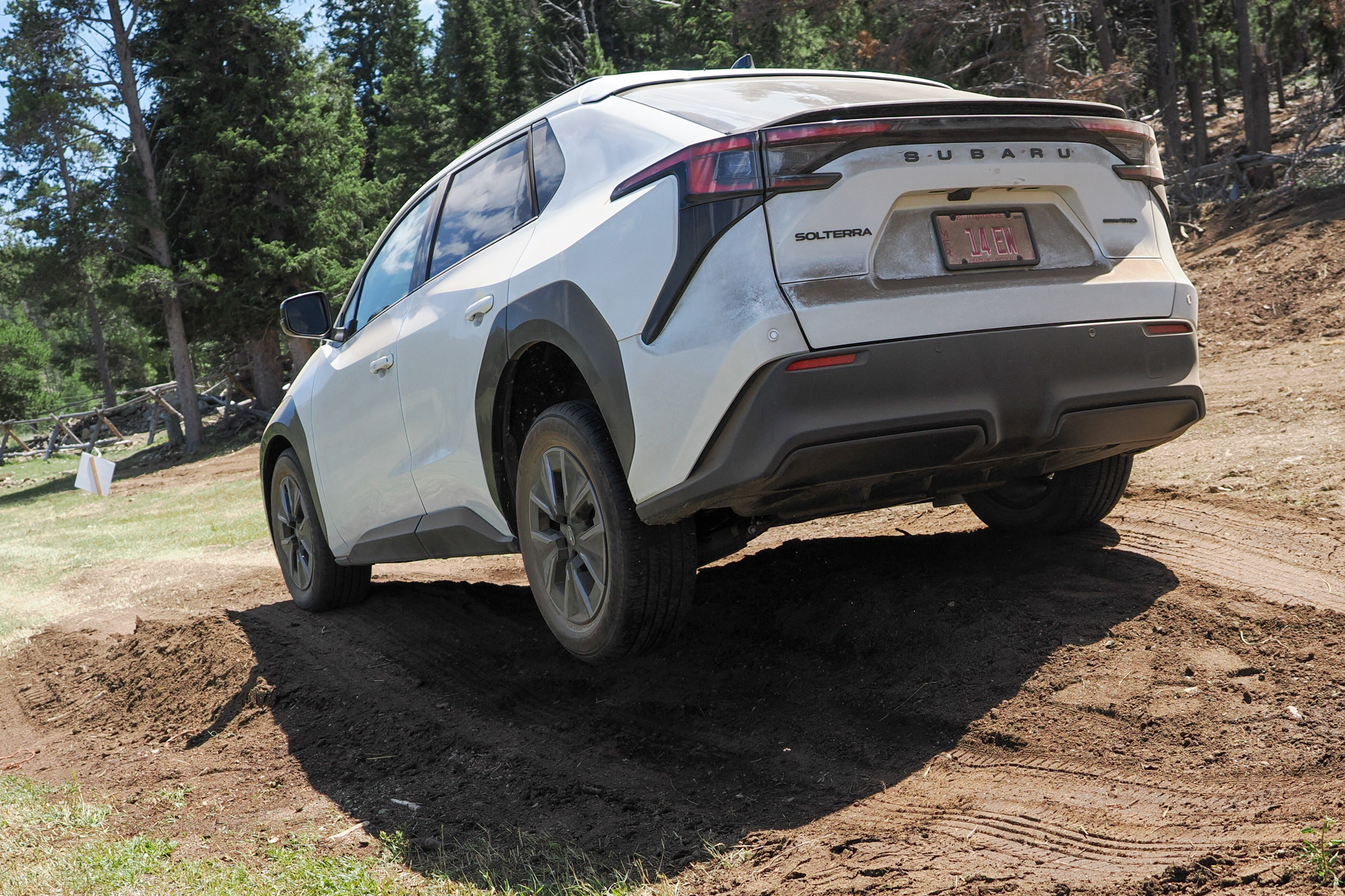 Subaru Solterra from behind