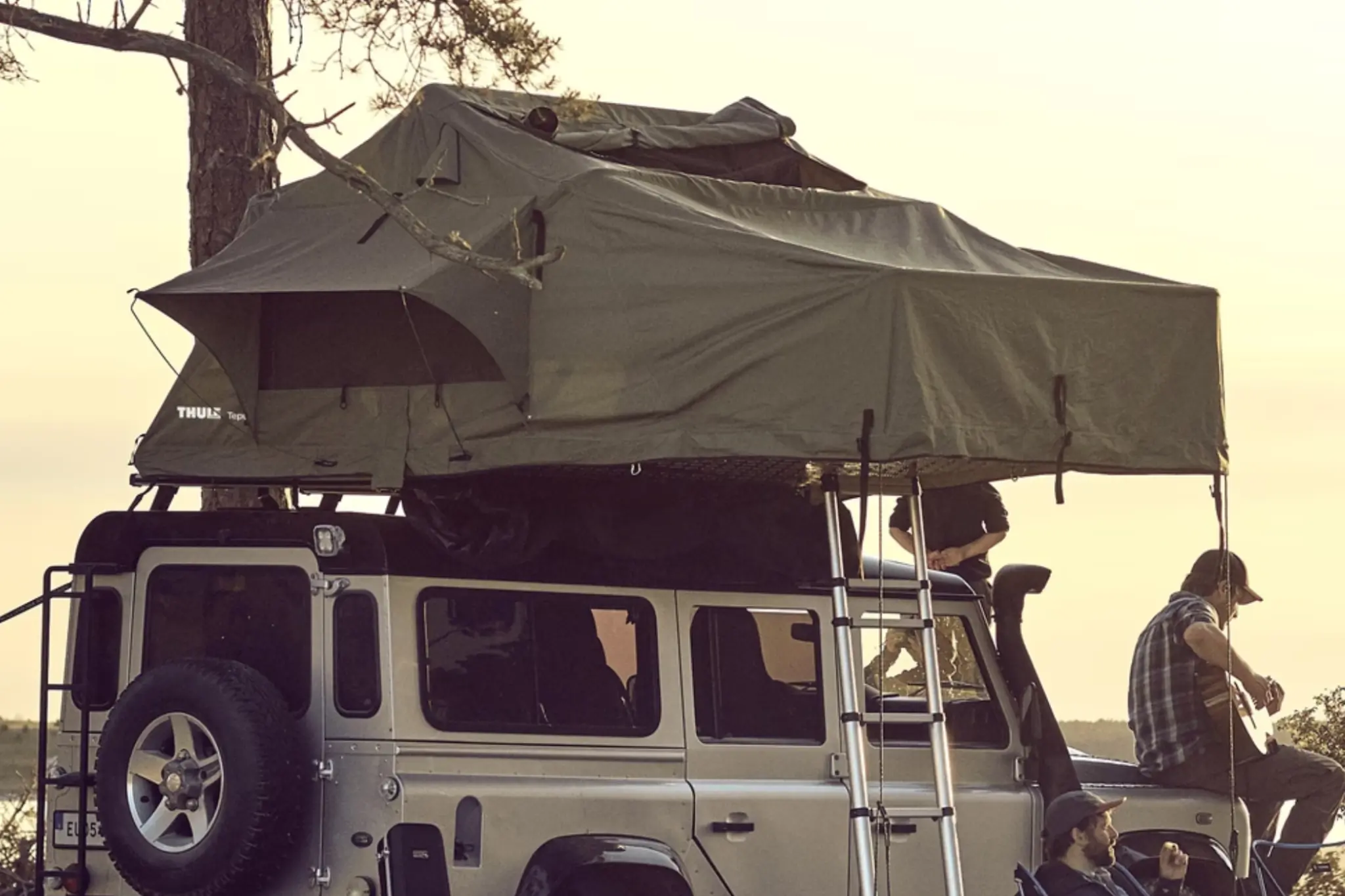 Thule roofstop tent set up on a jeep