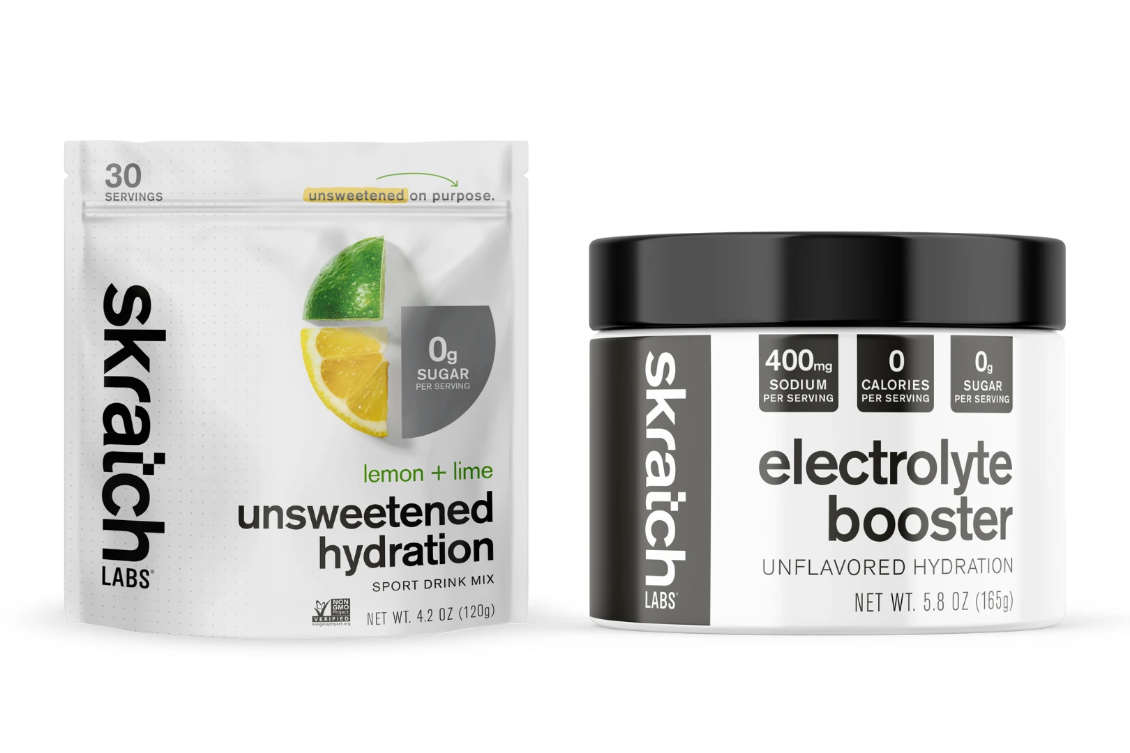 Lemon-lime drink mix next to jar of electrolyte booster powder