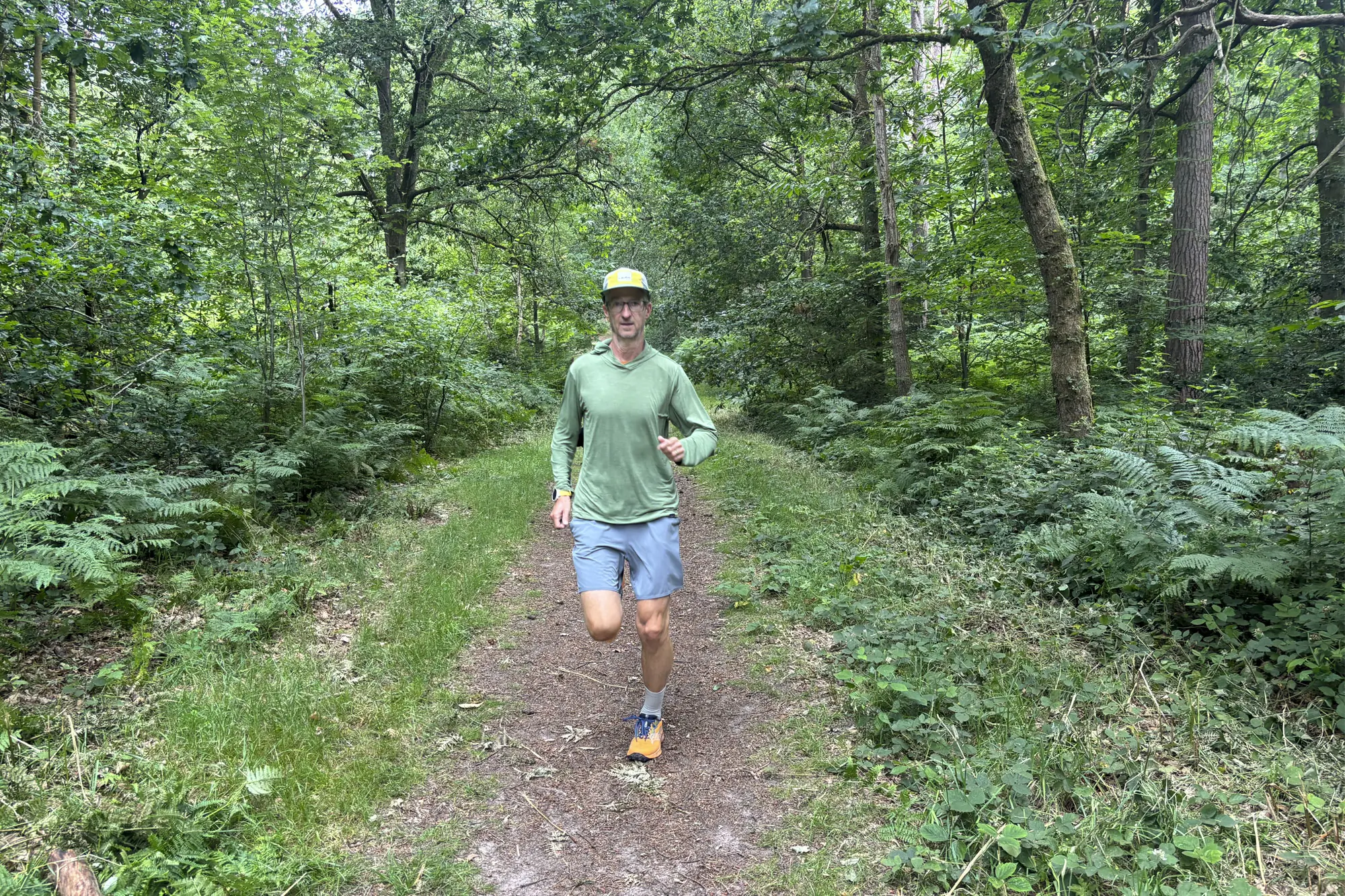 running in Patagonia Capilene Cool Daily Hoody