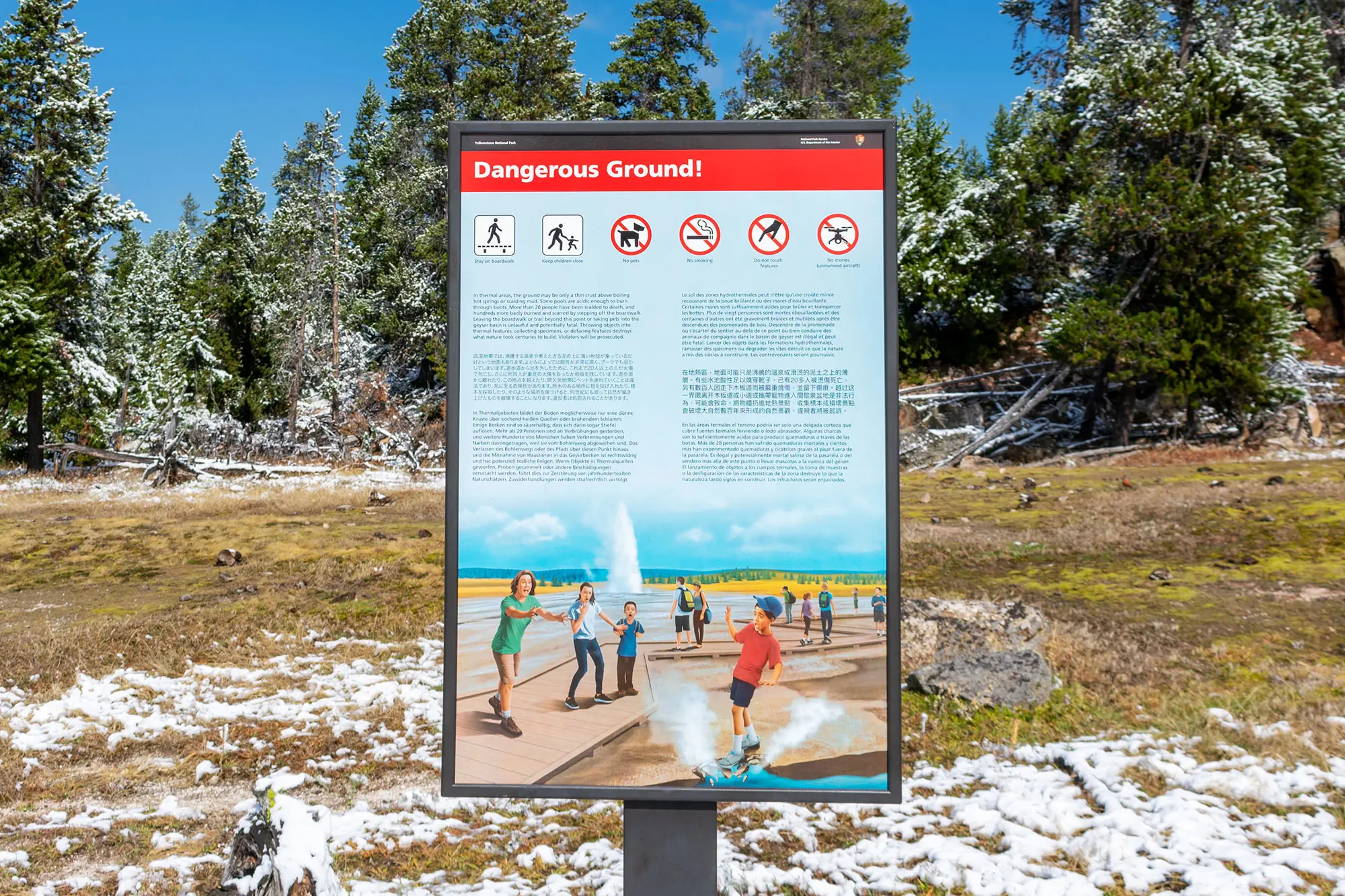 Yellowstone Warning Sign