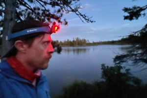 Man wearing BioLite Range 500 headlamp