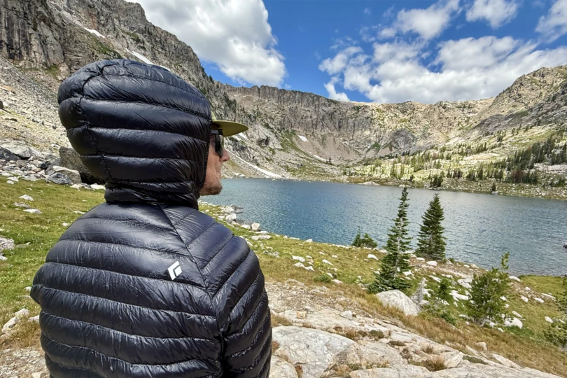 Black Diamond Deploy Down 0.5 Hoody in the mountains