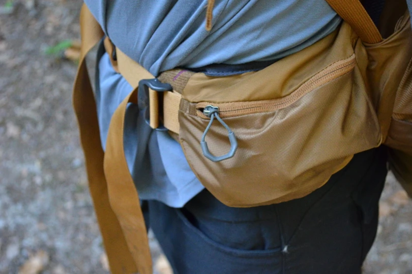 Close up of hip belt of pack