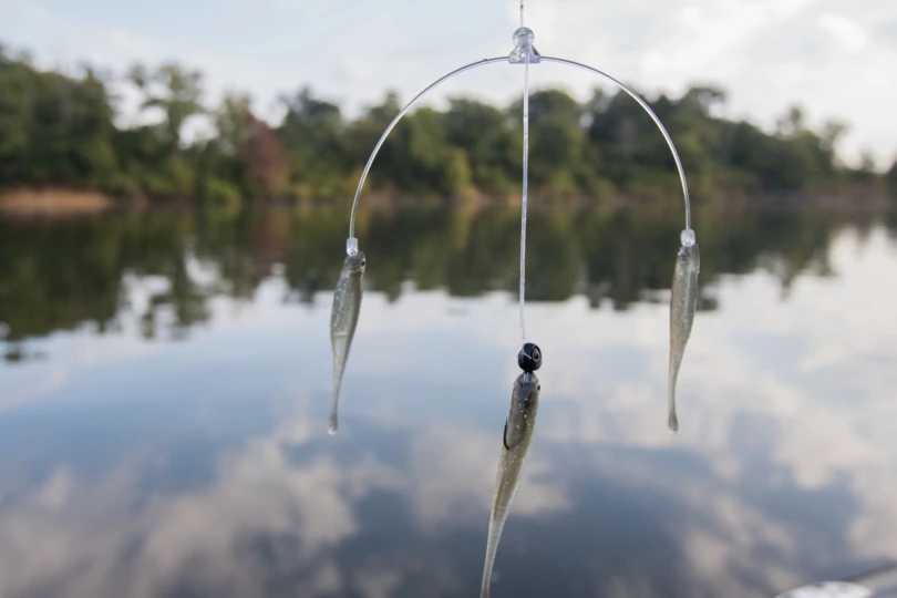 The new Berkley Triple Minnow Rig over a river.