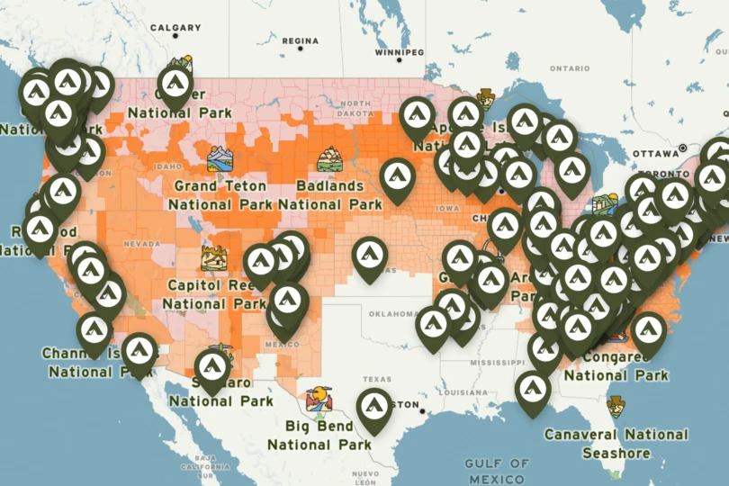 Hipcamp Leaf peeping interactive map