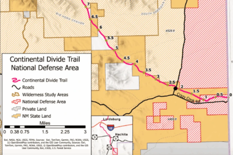 Map of New Mexico with trails and roads