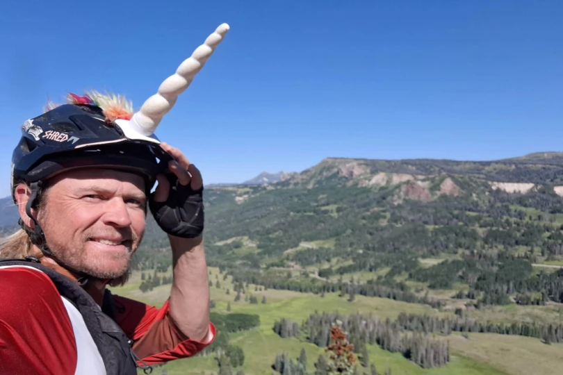 unicycling unicorn CDT close up