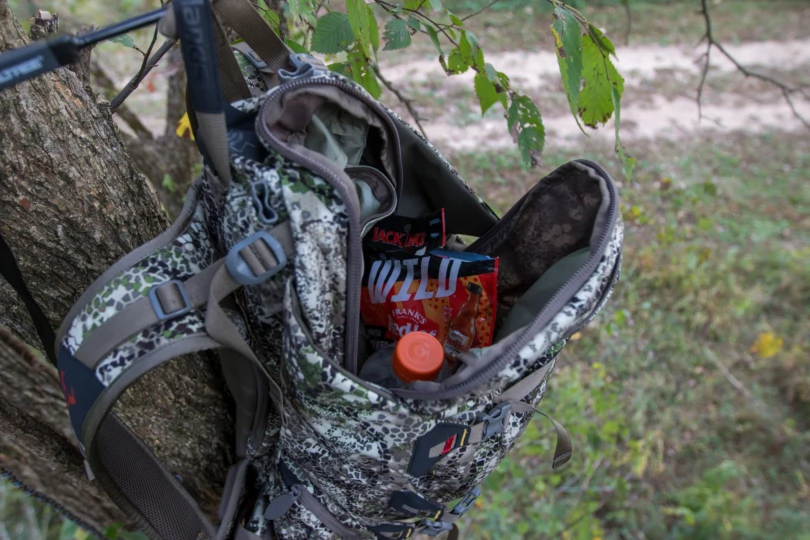 The Badlands 2200 unzipped in a treestand