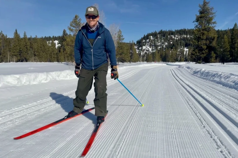 Man wearing the Rab Evolute Hoody