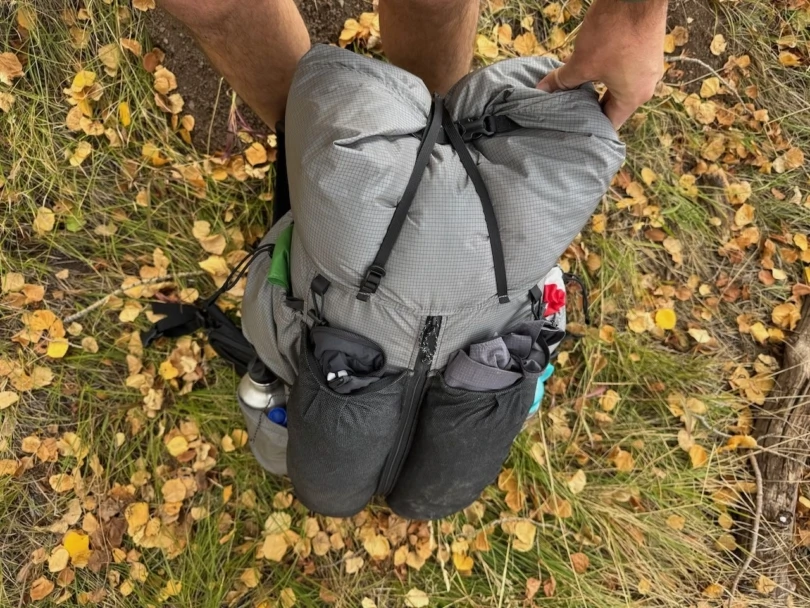 Outdoor Vitals Shadowlight 60 viewed from above, showing how the pack is loaded with gear