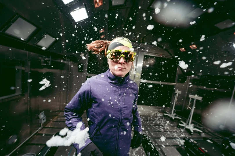 woman running with pit viper glasses