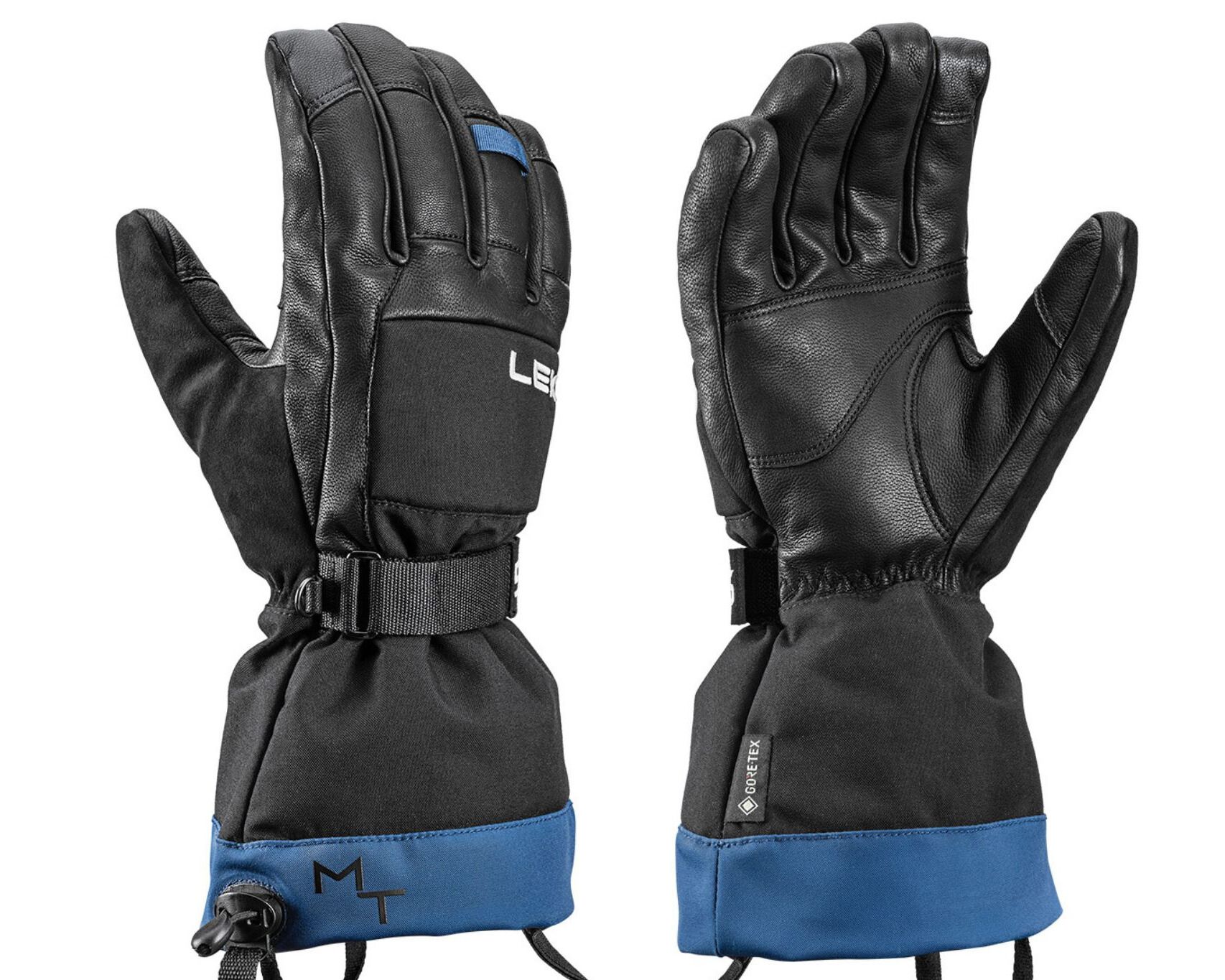 Black gloves with blue cuff.