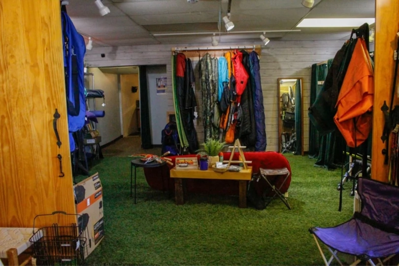 Store room with sleeping bags and other outdoor items
