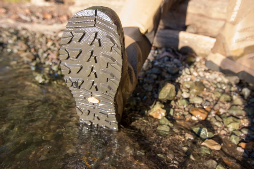 The tread on the boot of the SITKA Delta VentLite GTX Zip Waders