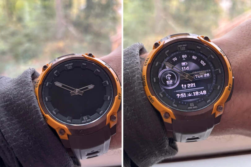 garmin instinct crossover AMOLED face comparison