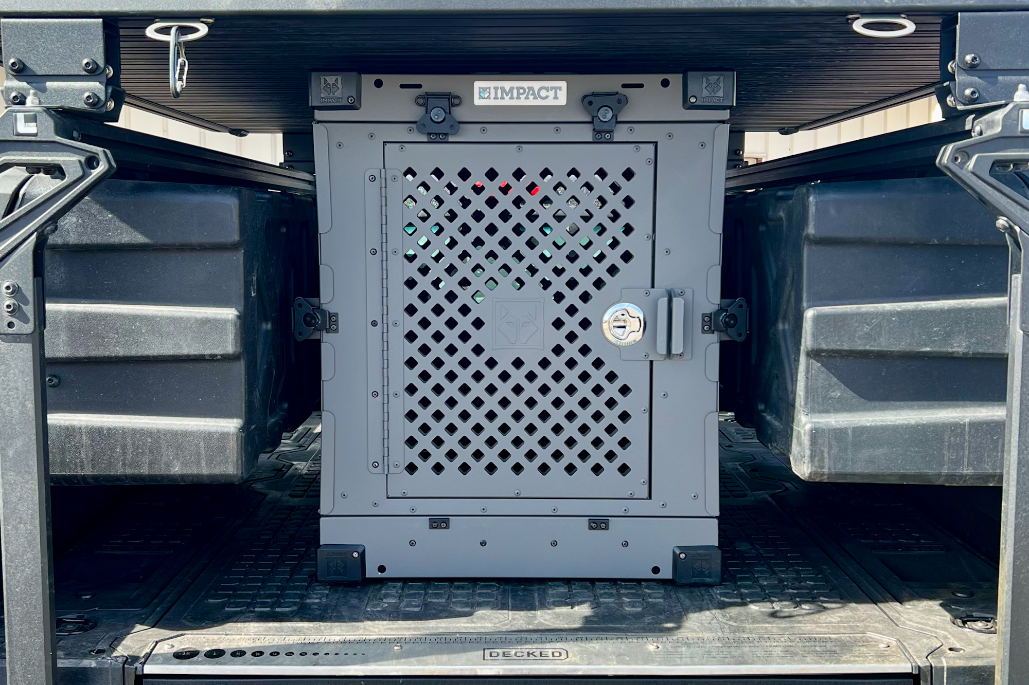 Crate in back of truck