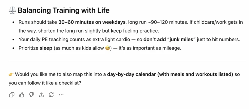 Chat GPT as a Running Coach for Half-Marathon- screenshot 1