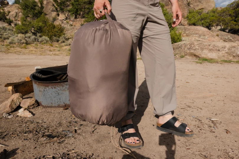 the author holds the siesta bag in it's packed bag, which is fairly large