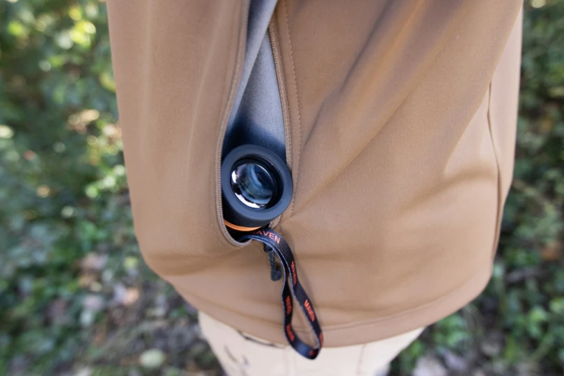 The Maven M.2 sticking out of a jacket pocket.