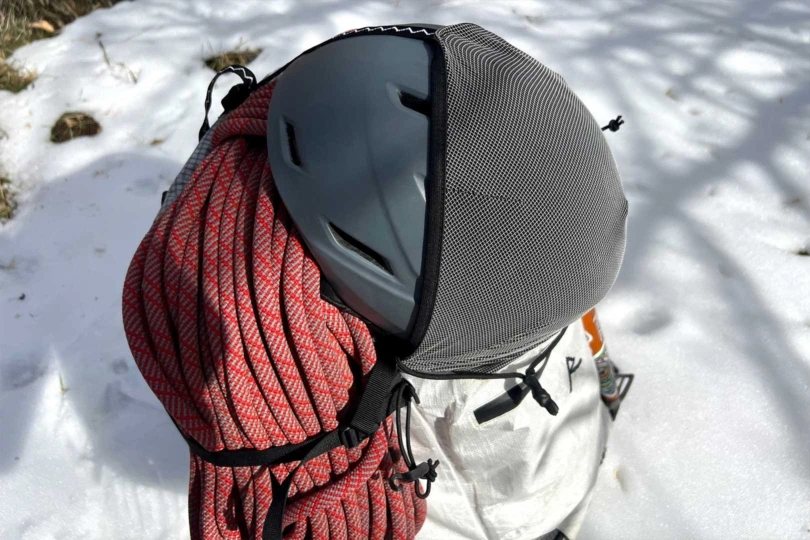 The LF 30L uses the same stye helmet keeper as Raide's 40L pack. It's genius; (photo/Will Brendza)