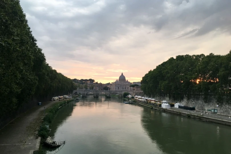 View of St. Peter's in Rome from the TIber River